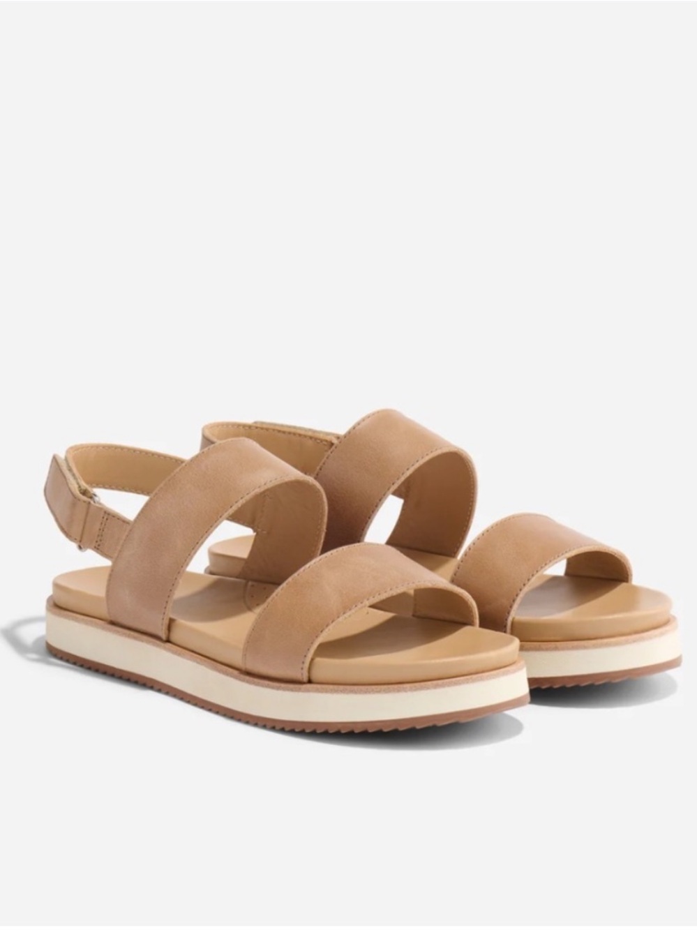 Nisolo Go-To Flatform Sandal, Almond color, Women's Size 5.0 M